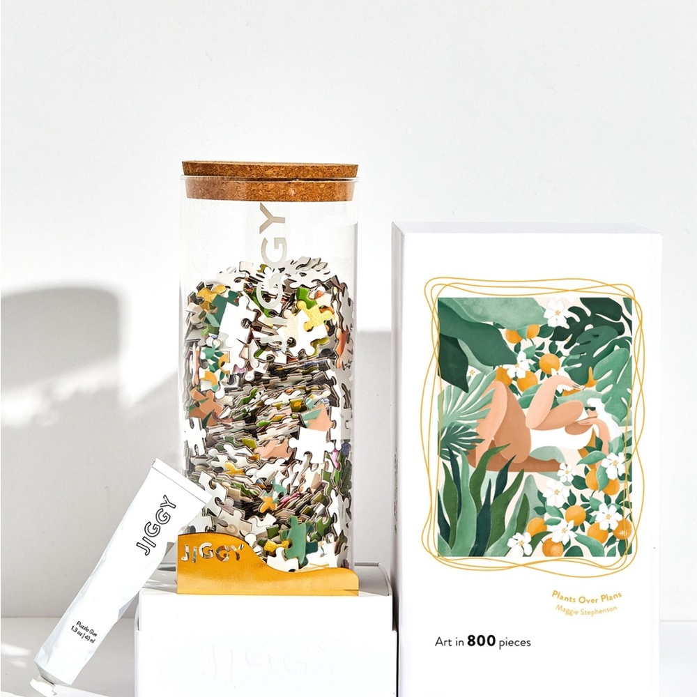 JIGGY 800pc Puzzle & Glue Kit: Plants Over Plans